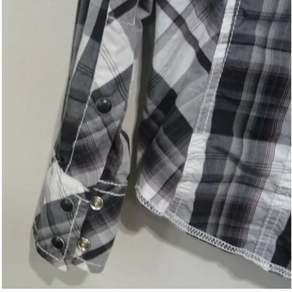 BKE BUCKLE WESTERN SHIRT SIZE LARGE BLACK PEARL SNAP - Picture 7 of 7